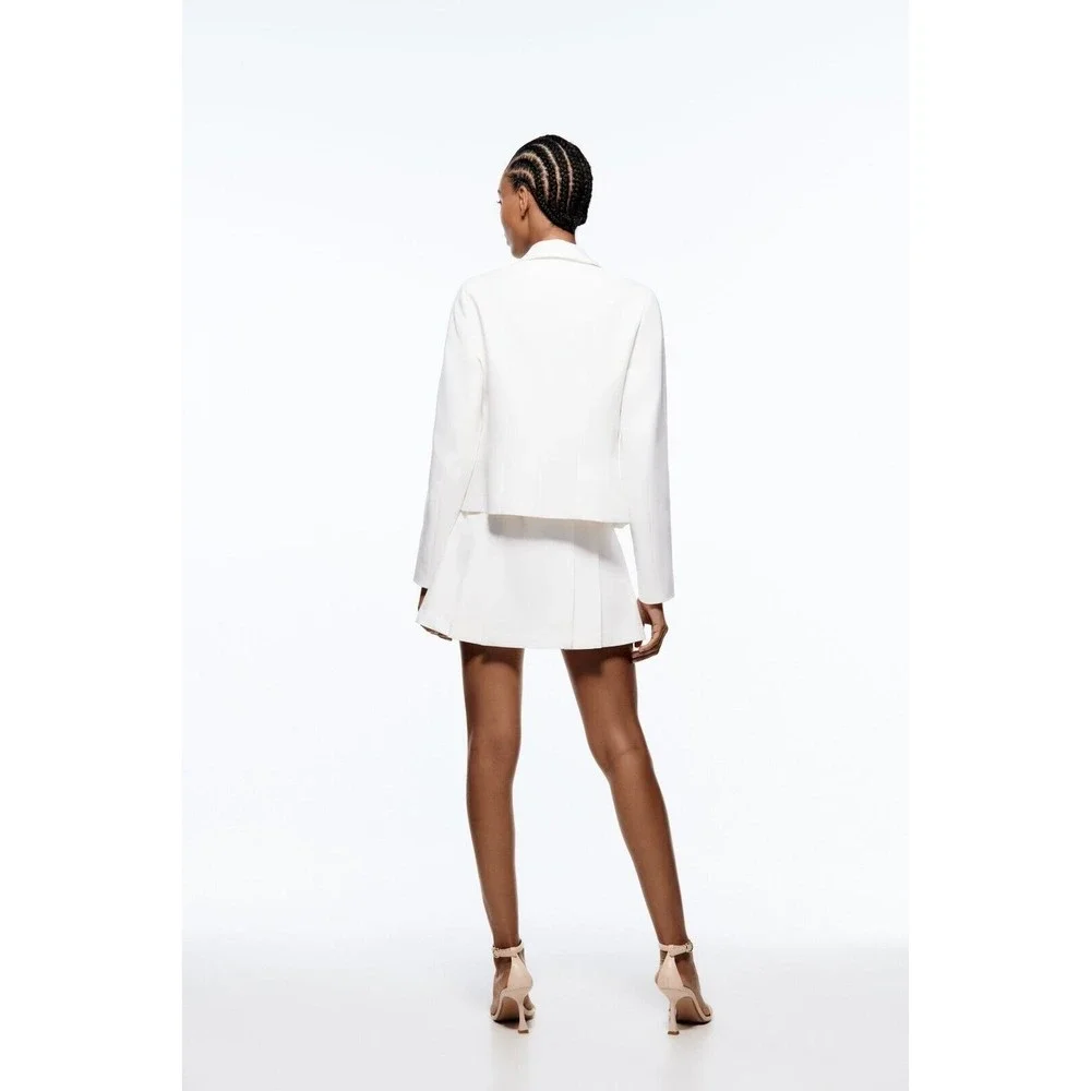 NWT Zara Sz S White Jacket Blazer Professional Career Casual Gold Buttons Lined - Picture 4 of 15
